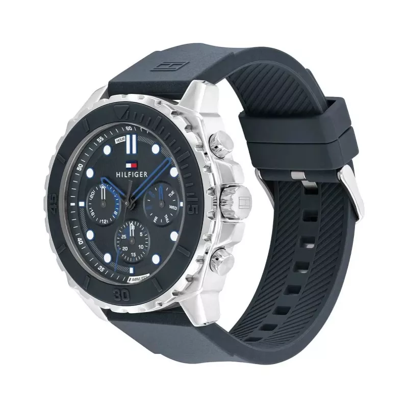 Tommy Hilfiger Herren 1710687 Analog Quarzuhr 48 mm Edelstahl Blaues Zifferblatt