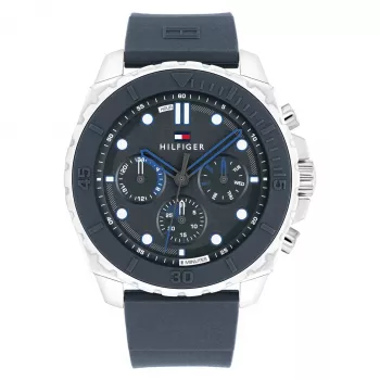 Tommy Hilfiger Herren 1710687 Analog Quarzuhr 48 mm Edelstahl Blaues Zifferblatt