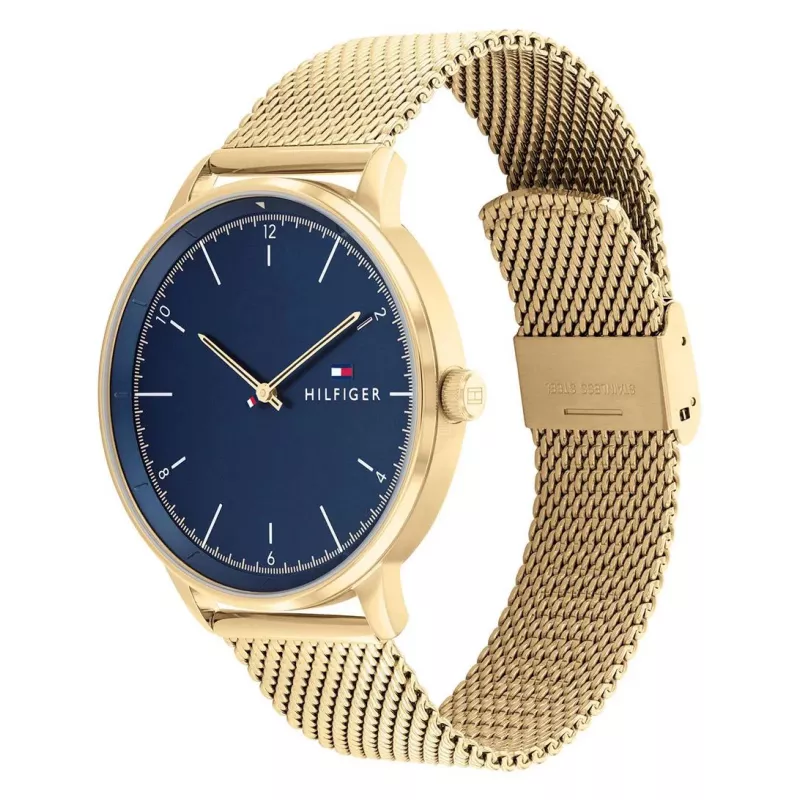 Tommy Hilfiger Herren 1791877 Analog Quarzuhr 43mm Edelstahl Blaues Zifferblatt