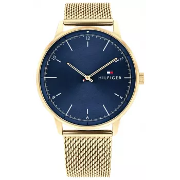 Tommy Hilfiger Herren 1791877 Analog Quarzuhr 43mm Edelstahl Blaues Zifferblatt