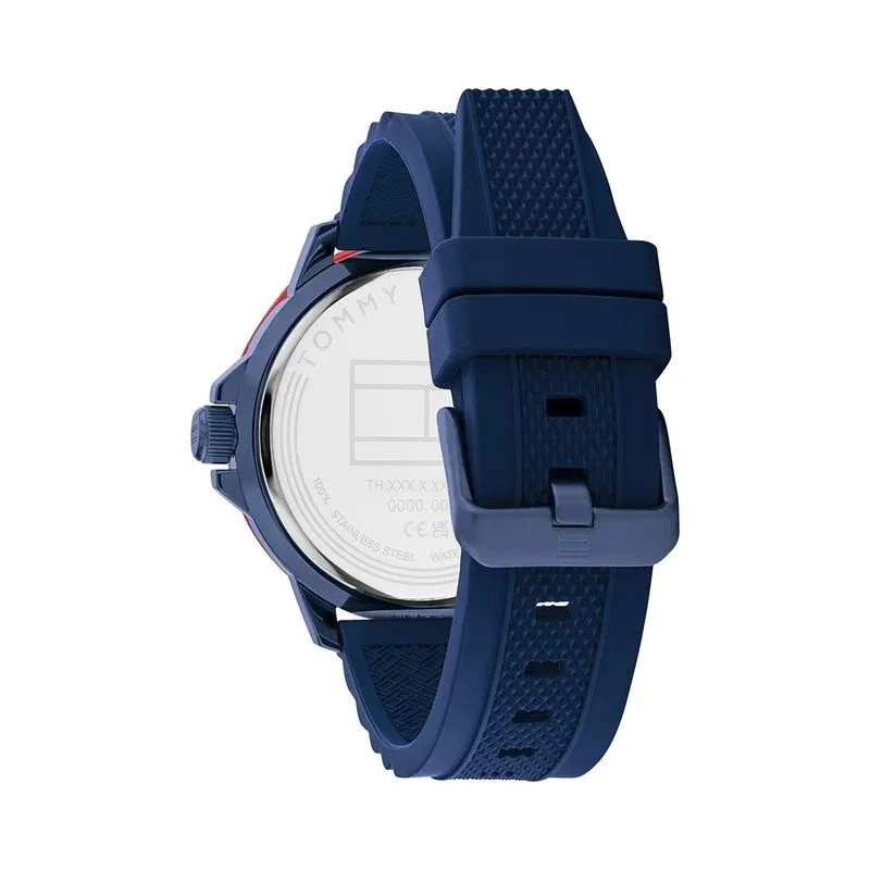 Tommy Hilfiger Herren 1792022 Analog Quarzuhr 48mm Edelstahl Blaues Zifferblatt