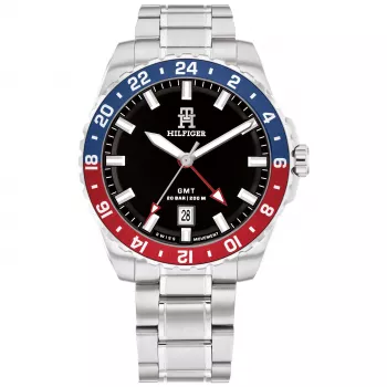 Tommy Hilfiger Herren 1792131 Analog-Quarzuhr 42mm blaues Zifferblatt braunes Leder