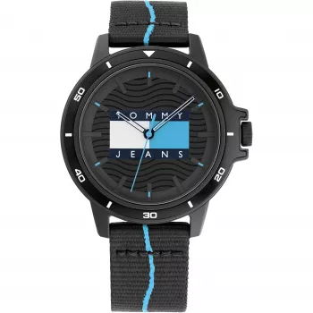 Tommy Hilfiger Herren Analog-Quarzuhr 1791999 45 mm Blaues Zifferblatt Braunes Leder