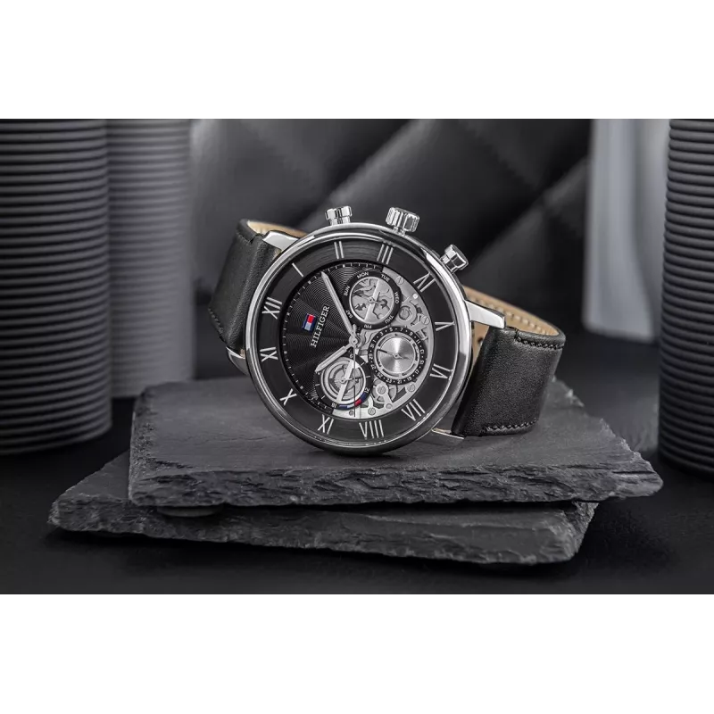 Tommy Hilfiger Herren Damon Quarz Edelstahl Uhr 40mm blaues Zifferblatt 1710565