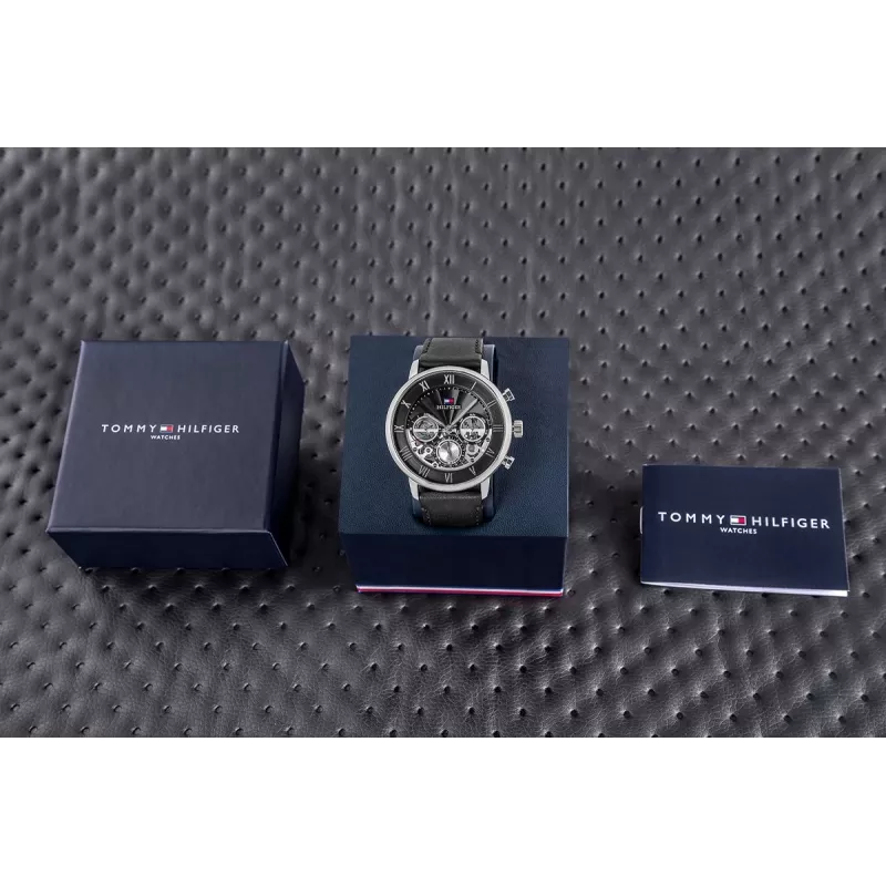 Tommy Hilfiger Herren Damon Quarz Edelstahl Uhr 40mm blaues Zifferblatt 1710565