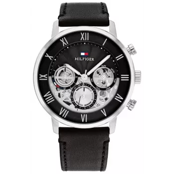 Tommy Hilfiger Herren Damon Quarz Edelstahl Uhr 40mm blaues Zifferblatt 1710565