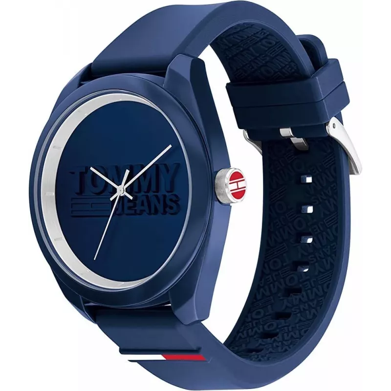Tommy Hilfiger Herren Damon Quarzuhr 1791927 45mm blaues Zifferblatt Edelstahl-Mesh-Armband
