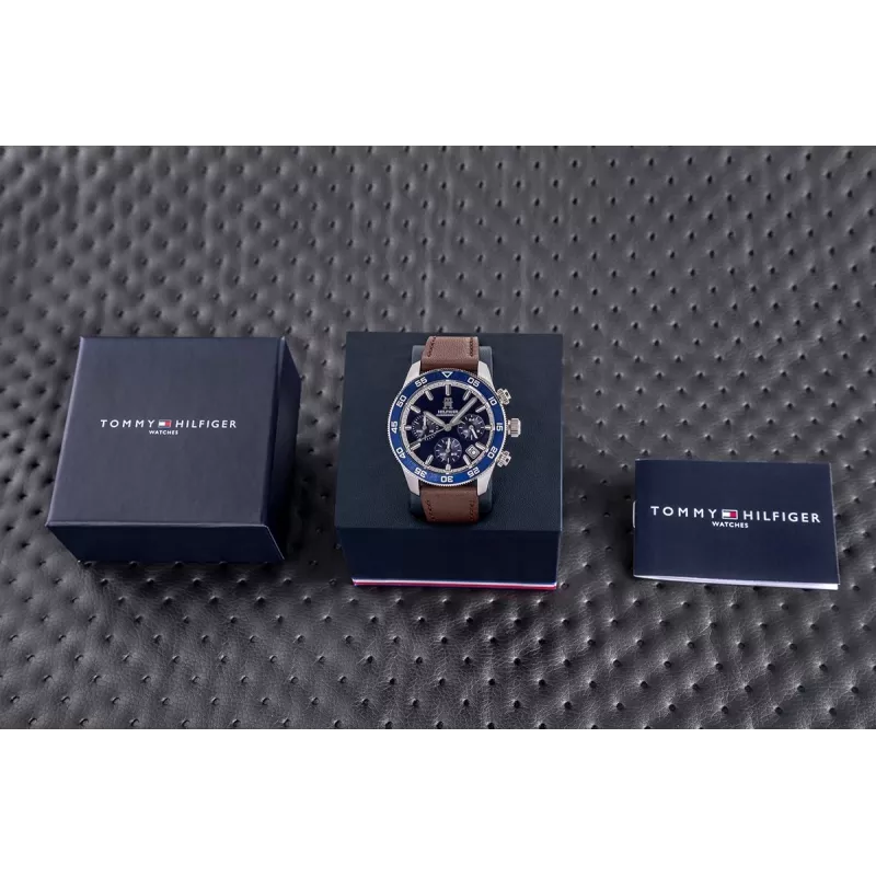 Tommy Hilfiger Herren Damon Quarzuhr 1792163 41mm Edelstahl Blaues Zifferblatt