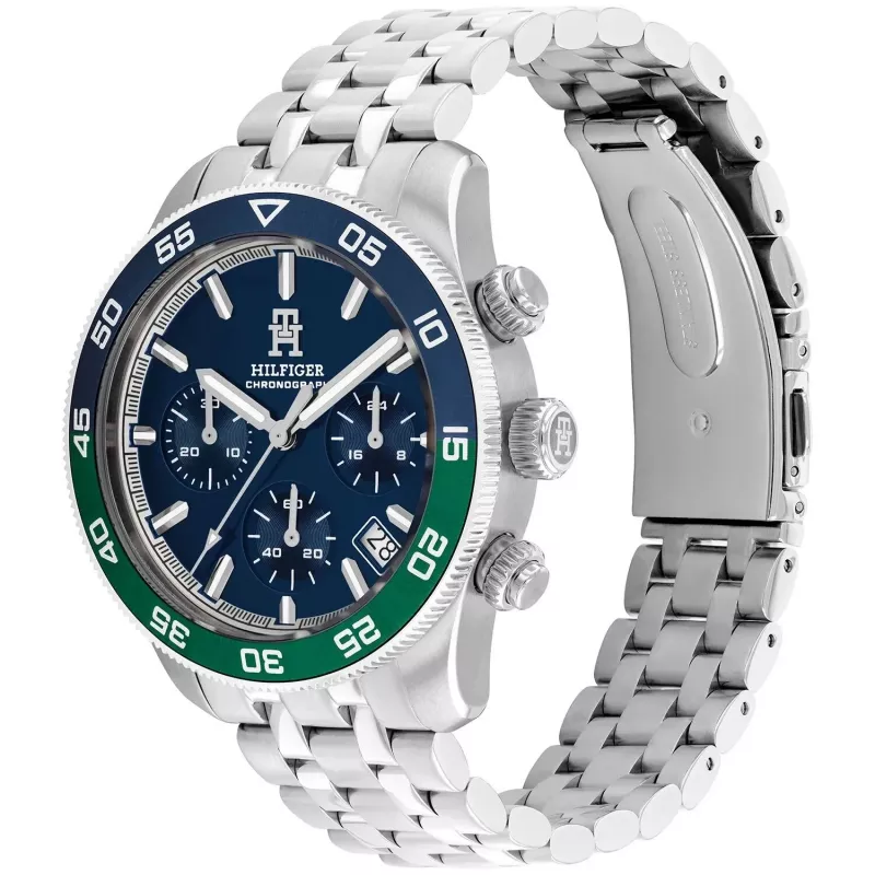 Tommy Hilfiger Herren Damon Quarzuhr 1792185 41mm blaues Zifferblatt Edelstahl