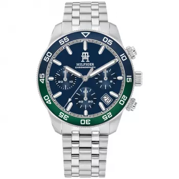 Tommy Hilfiger Herren Damon Quarzuhr 1792185 41mm blaues Zifferblatt Edelstahl