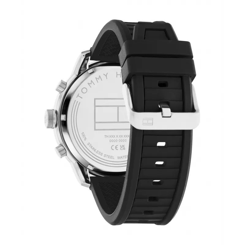 Tommy Hilfiger Herren Decker Quarz Analoguhr 1792074 44mm Edelstahl Blaues Zifferblatt