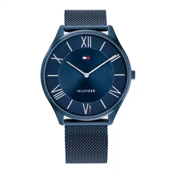 Tommy Hilfiger Herren Decker Quarzuhr 1710514 43mm Blaues Zifferblatt Braunes Leder