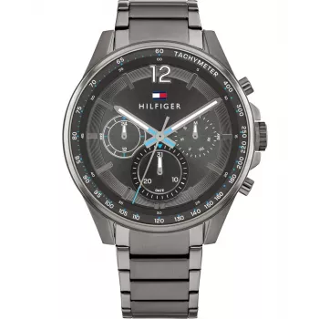 Tommy Hilfiger Herren Decker Quarzuhr 1791975 44 mm blaues Zifferblatt Edelstahl-Mesh