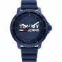 Tommy Hilfiger Herren Decker Quarz Uhr 1792000 46 mm Blaues Zifferblatt Braunes Leder