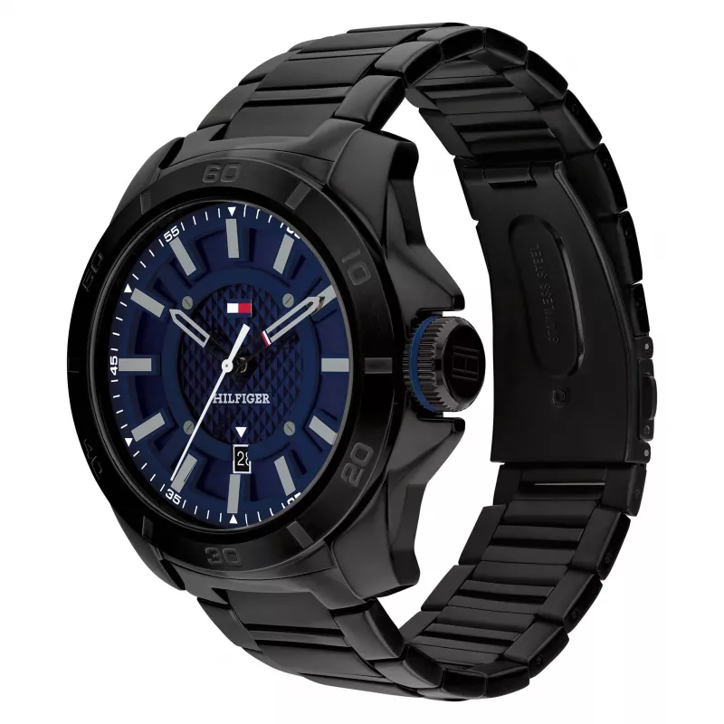 Tommy Hilfiger Herren Quarz Analog Uhr 1792139 49mm Blau Silikon