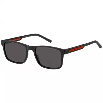 TOMMY HILFIGER Herren-Sonnenbrille TH2089S003IR Quadratisch Schwarzer Rahmen Graue Gläser 56mm