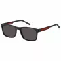 TOMMY HILFIGER Herren-Sonnenbrille TH2089S003IR Quadratisch Schwarzer Rahmen Graue Gläser 56mm