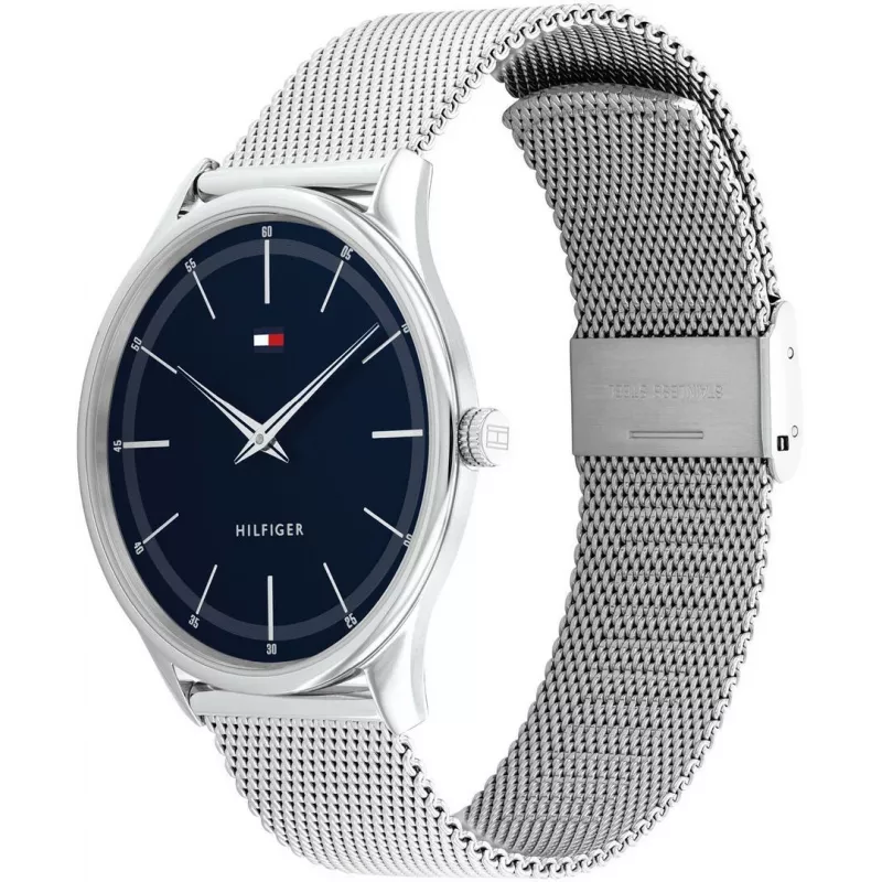 TOMMY HILFIGER Herren TH Sport Quarzuhr 40mm blaues Zifferblatt braunes Lederarmband 1710468