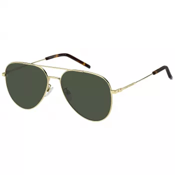 Tommy Hilfiger Herren TH2111GSJ5G Rechteck-Sonnenbrille - Glänzend schwarzer Rahmen, graue Gläser, 60/16/150 mm