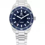 Tommy Hilfiger Herrenuhr 1710591 40mm Edelstahl Blaues Zifferblatt Braunes Leder