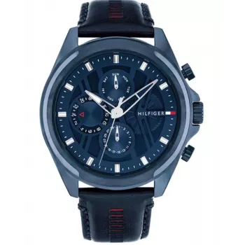 TOMMY HILFIGER Herrenuhr 1710655 48mm Edelstahl Blaues Zifferblatt