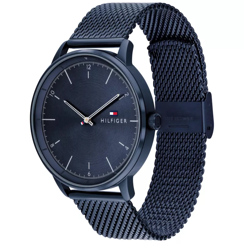 Tommy Hilfiger Herrenuhr 1791841 43mm Edelstahl Blaues Zifferblatt