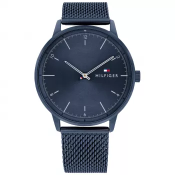 Tommy Hilfiger Herrenuhr 1791841 43mm Edelstahl Blaues Zifferblatt