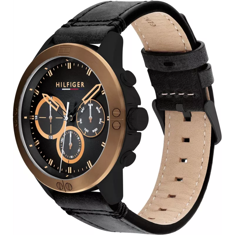 Tommy Hilfiger Herrenuhr 1791893 46mm Edelstahl Blaues Zifferblatt