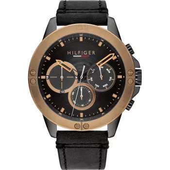 Tommy Hilfiger Herrenuhr 1791893 46mm Edelstahl Blaues Zifferblatt