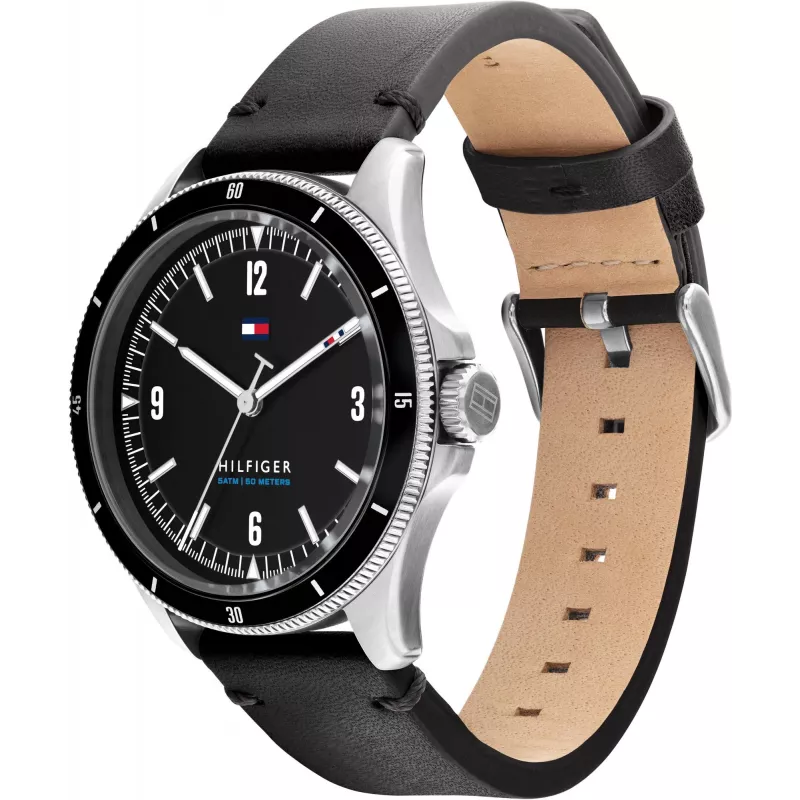 Tommy Hilfiger Herrenuhr 1791904 44mm Edelstahl Blaues Zifferblatt