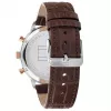 Tommy Hilfiger Herrenuhr 1791987 44mm Edelstahlgehäuse Braunes Lederarmband Blaues Zifferblatt
