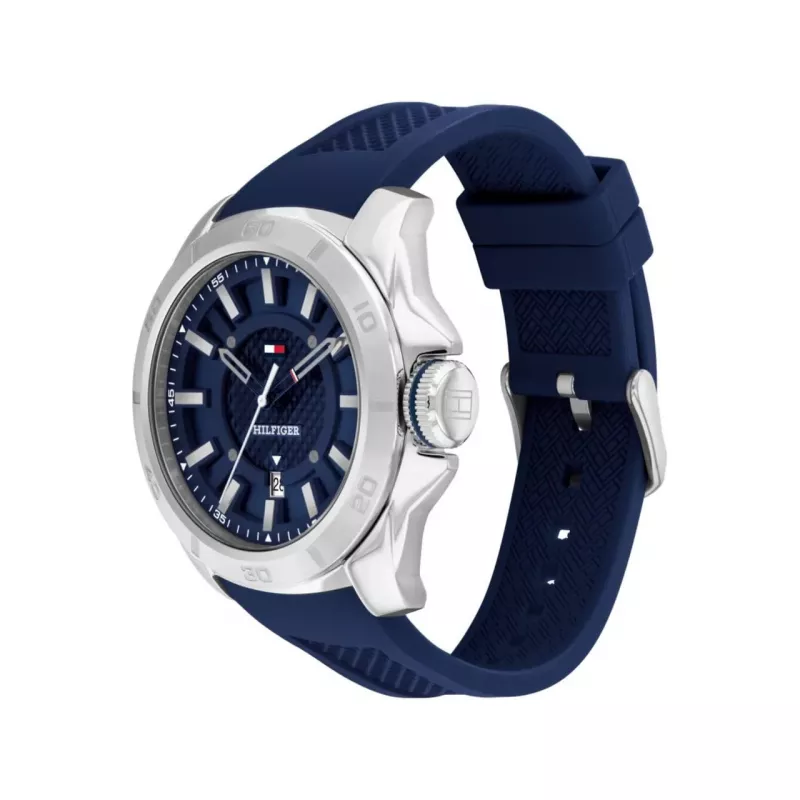 Tommy Hilfiger Herrenuhr 1792134 48mm Edelstahl Blaues Zifferblatt