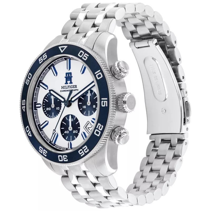 Tommy Hilfiger Herrenuhr 1792157 41mm Blau Zifferblatt Braun Leder