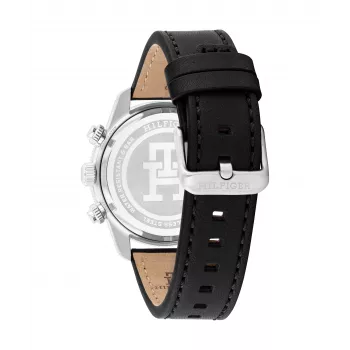 Tommy Hilfiger Herrenuhr 1792162 41mm Edelstahl Blaues Zifferblatt Braunes Leder