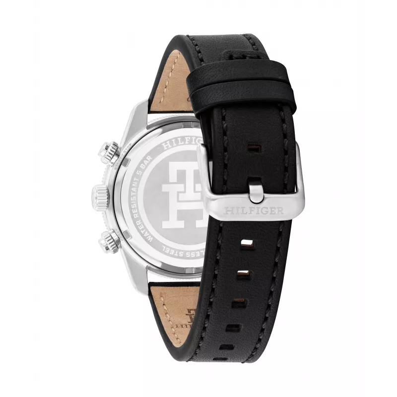 Tommy Hilfiger Herrenuhr 1792162 41mm Edelstahl Blaues Zifferblatt Braunes Leder