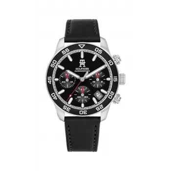 Tommy Hilfiger Herrenuhr 1792162 41mm Edelstahl Blaues Zifferblatt Braunes Leder