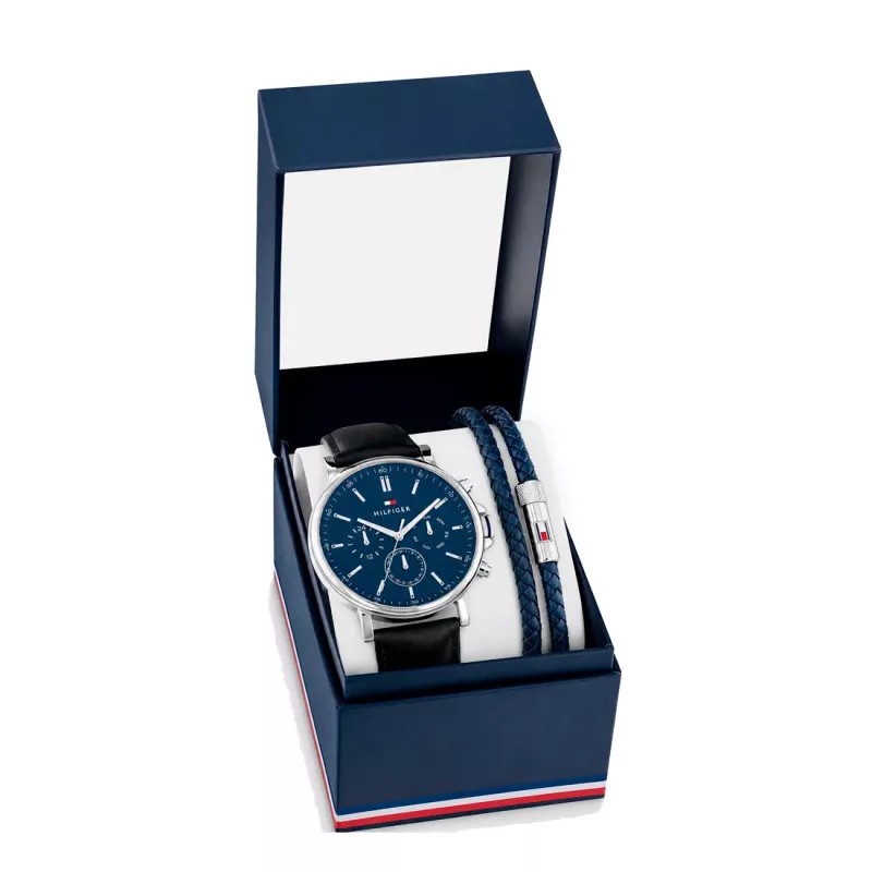 Tommy Hilfiger Herrenuhr 2770161 - 44mm blaues Zifferblatt Edelstahlarmband