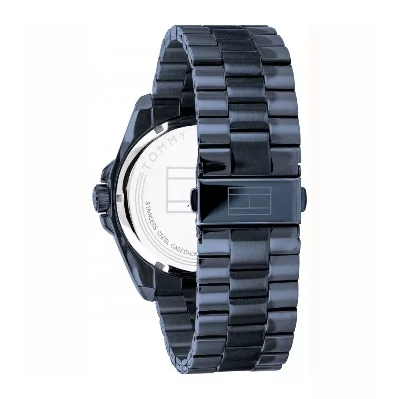 Tommy Hilfiger Herrenuhr TH1791689 44mm blaues Zifferblatt braunes Lederarmband