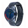 Tommy Hilfiger Herrenuhr TH1791689 44mm blaues Zifferblatt braunes Lederarmband