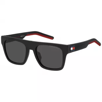 TOMMY HILFIGER TH-1976-S-BLX Herren-Sonnenbrille, schwarzer Rahmen, graue Gläser, 52/19/145 mm