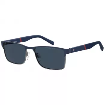 TOMMY HILFIGER TH-2040-S-KU0 Herren Rechteckige Sonnenbrille Havanna Acetat Gestell Graue Polycarbonat Gläser UV400