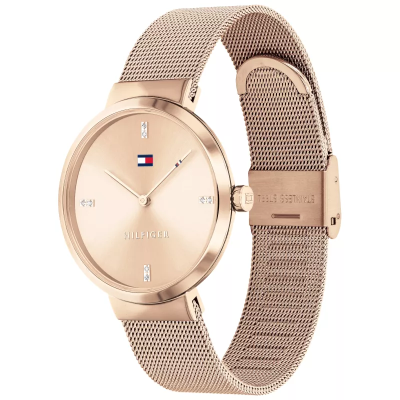 Tommy Hilfiger Damenuhr 1782218 Quarz Analog Uhr 35mm Silber Edelstahl Mesh