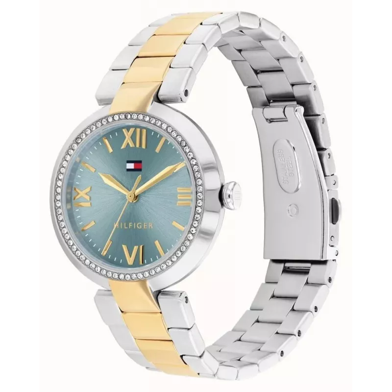 Tommy Hilfiger Damenuhr 1782680 Quarz Analog Uhr 34 mm Silber Edelstahl Mesh