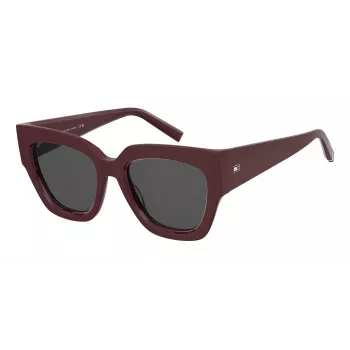 TOMMY HILFIGER Damen-Sonnenbrille TH-2223-S-LHF 53/19/140 mm Schwarz Acetat Grau Polycarbonat UV400