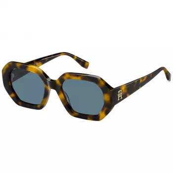 TOMMY HILFIGER Damen-Sonnenbrille TH-2155-S-EPZ - Havanna-Acetatrahmen, braune Verlaufsgläser, 52 mm
