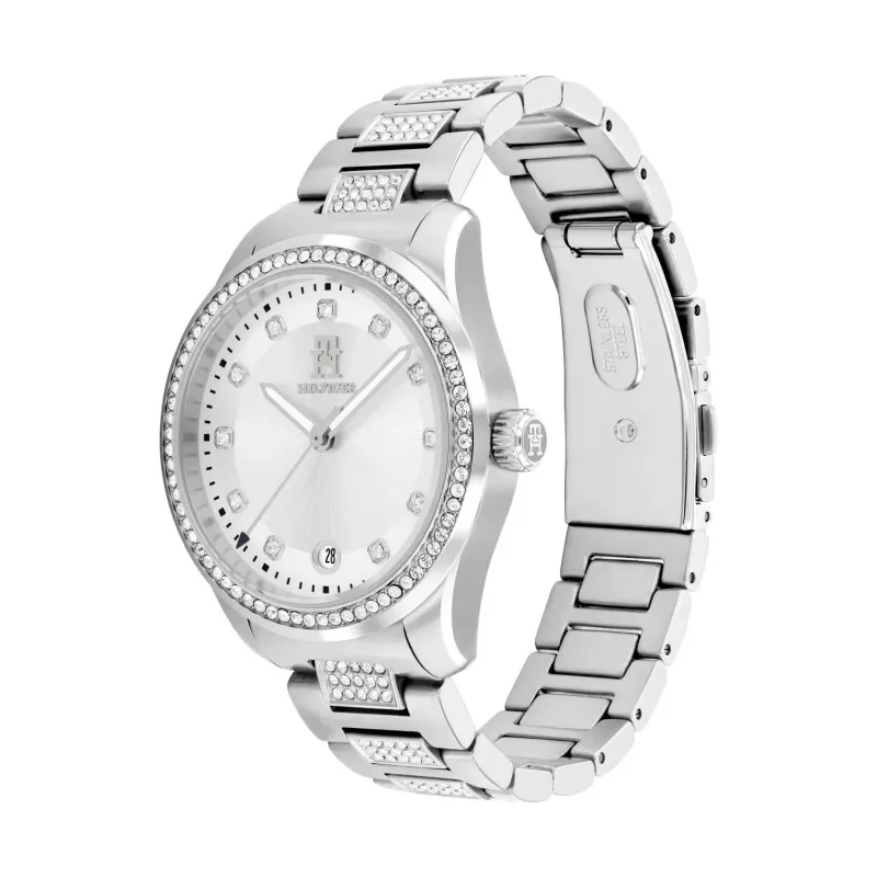 TOMMY HILFIGER Damenuhr 1782757 (36mm) - Silbernes Edelstahl-Meshband
