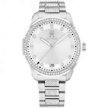 TOMMY HILFIGER Damenuhr 1782757 (36mm) - Silbernes Edelstahl-Meshband