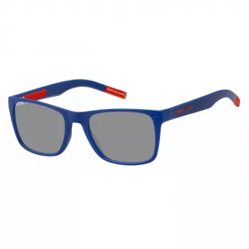 TOMMY JEANS TJ-0045-S-8RU Unisex-Sonnenbrille - Schwarzer Rahmen, graue Gläser 52/19/140 mm