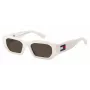 TOMMY JEANS TJ-0099-S-VK6 Unisex Rechteck-Sonnenbrille, Schwarzer Rahmen, Rauchgraue Gläser, 53/20/145 mm