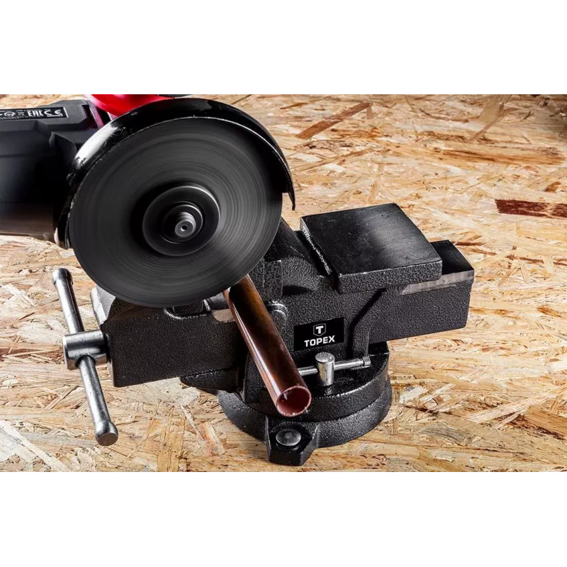 TOPEX Schwenkschraubstock für Schlosser 125 mm mit 360° drehbarer Basis und Amboss